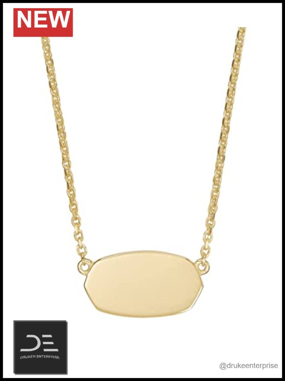 Kendra Scott Style Pendant Necklace 18k Yellow Gold Vermeil Sterling Silver 15
